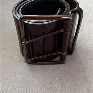 Suzi Roher Brown Leather Wide Double Buckle Ladder Belt Size Medium